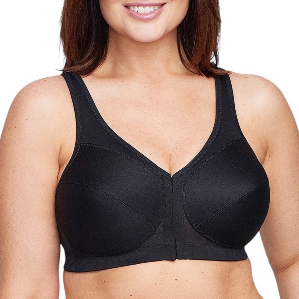 GLAMORISE black full figure 56C wirefree MagicLift front close posture bra NWOT